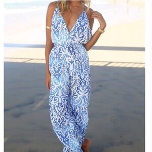 Sabo Skirt Blue and White Printed Jumpsuit